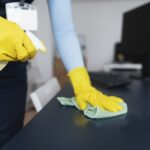 cleaning, office, desk